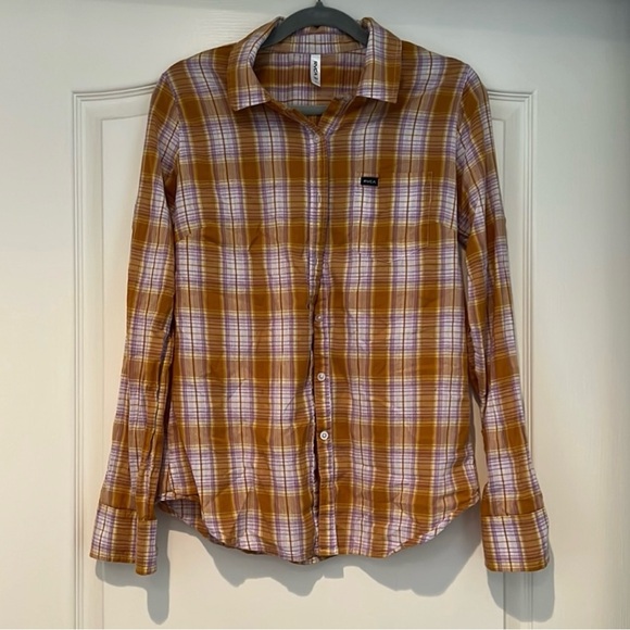 RVCA Woman’s Button Up Flannel Design Size L - Picture 6 of 11